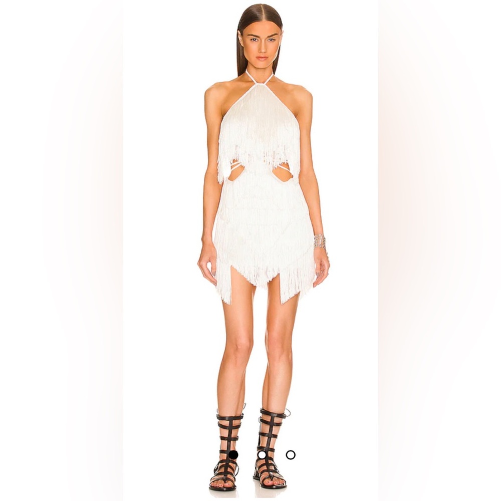 DUNDAS x REVOLVE Ivory Bonham Fringe Mini Dress